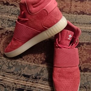 2016 Adidas Tubular Invader Strap Shoes Preowned Red Color Men's Size 11 Ex.Cond